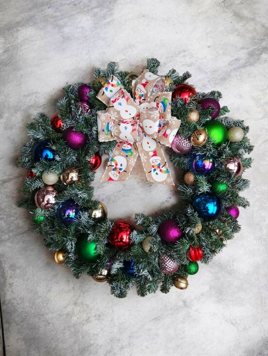 Handmade Other - Handmade Vintage-Inspired Christmas Ornament Wreath Snowman 24 Inches